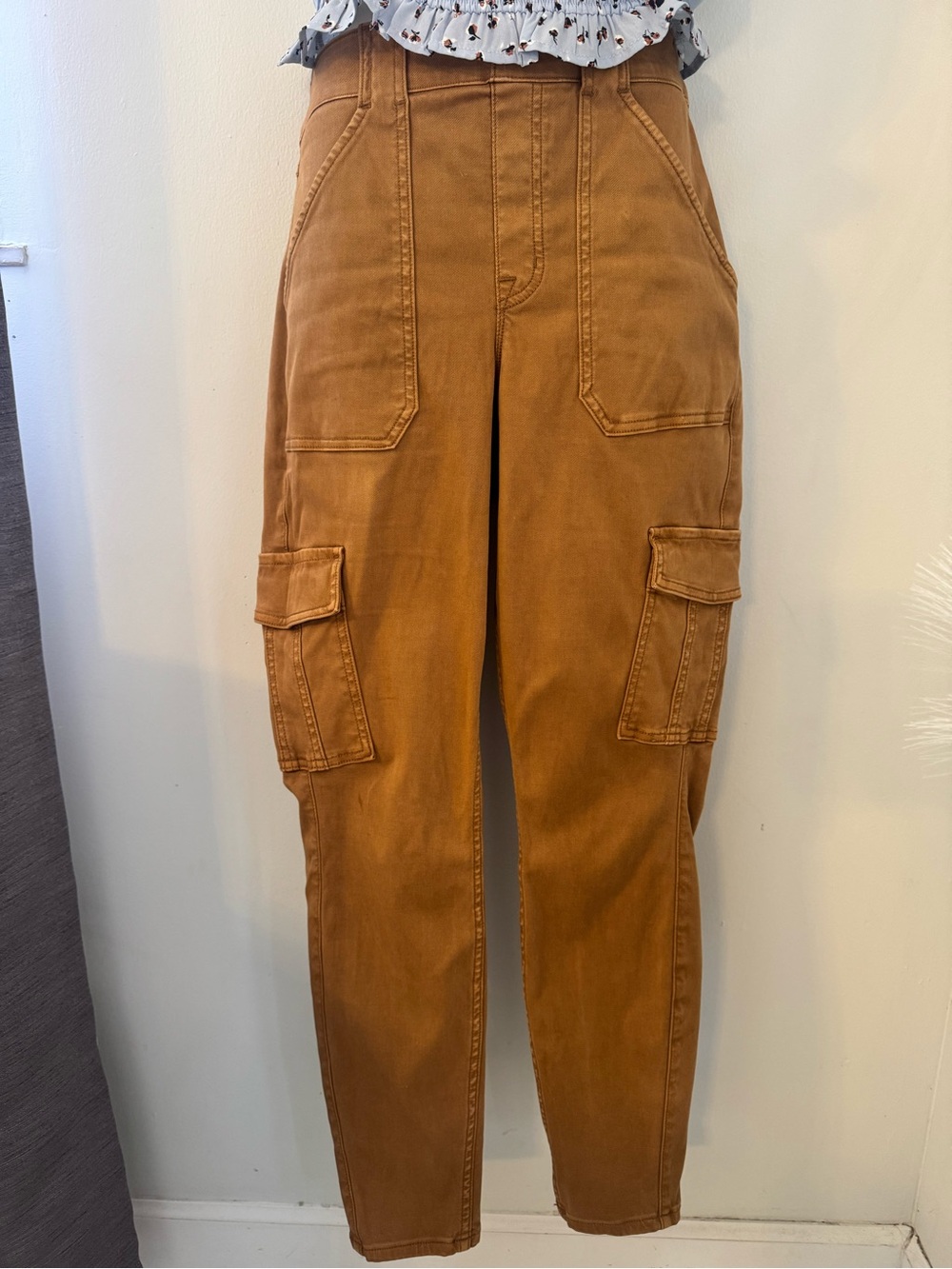SPANX Cargo Ankle Pants in Mustard Brown